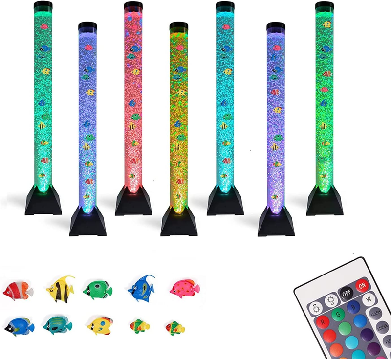 Bubble Tube Lamp Artificial Fish Tank Moving Fish Autism Sensory Room Home Decor