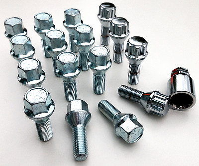 Car wheel bolts inc locking M12 x 1.5 - m12x1.5, 17mm Hex, taper seat x 16