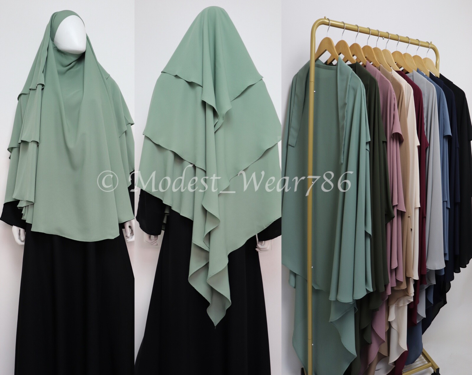 ★Premium 3 レイヤードKhimar (Taupe)【新品、未使用】 Three Layer Champagne Taupe Khimar - The Modease