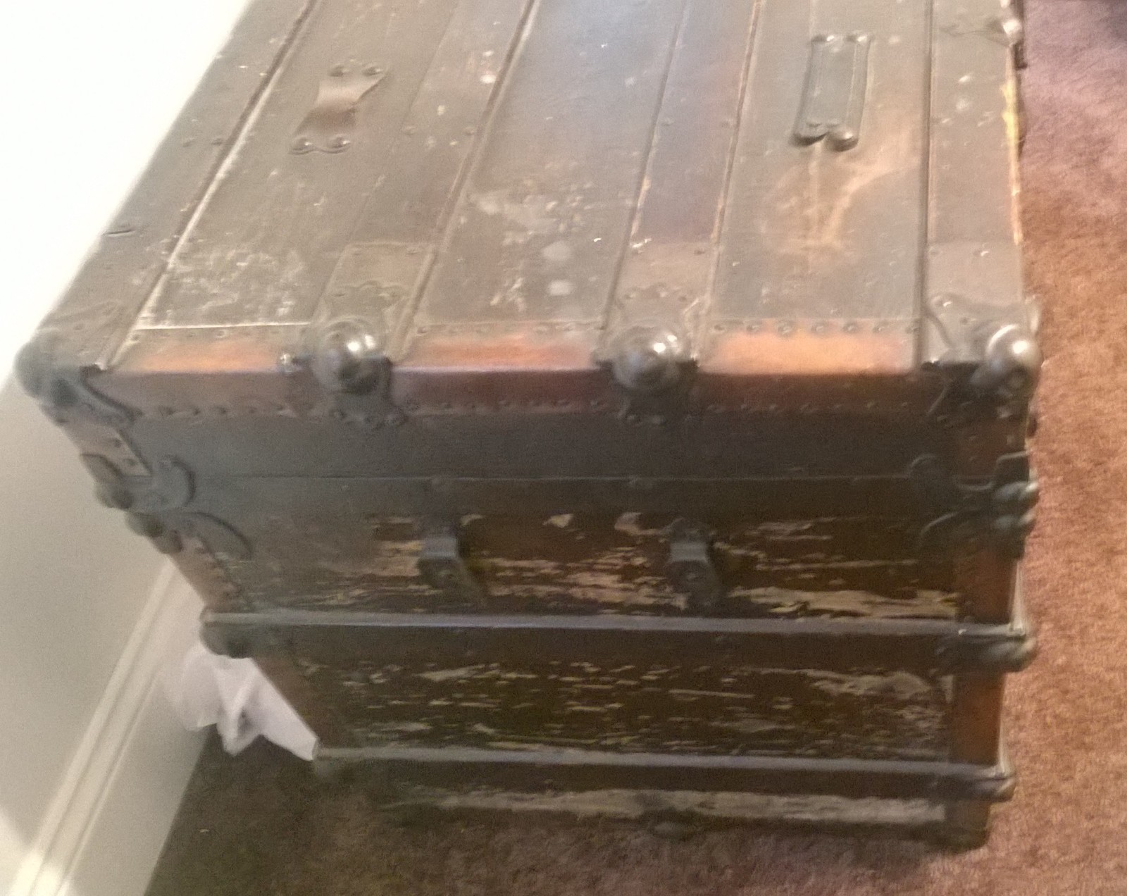 Antique Flat Top Steamer Trunk