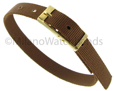 8mm Sport Strap Wrap Thin Nylon Buckle Solid Brown Replacement Watch Band