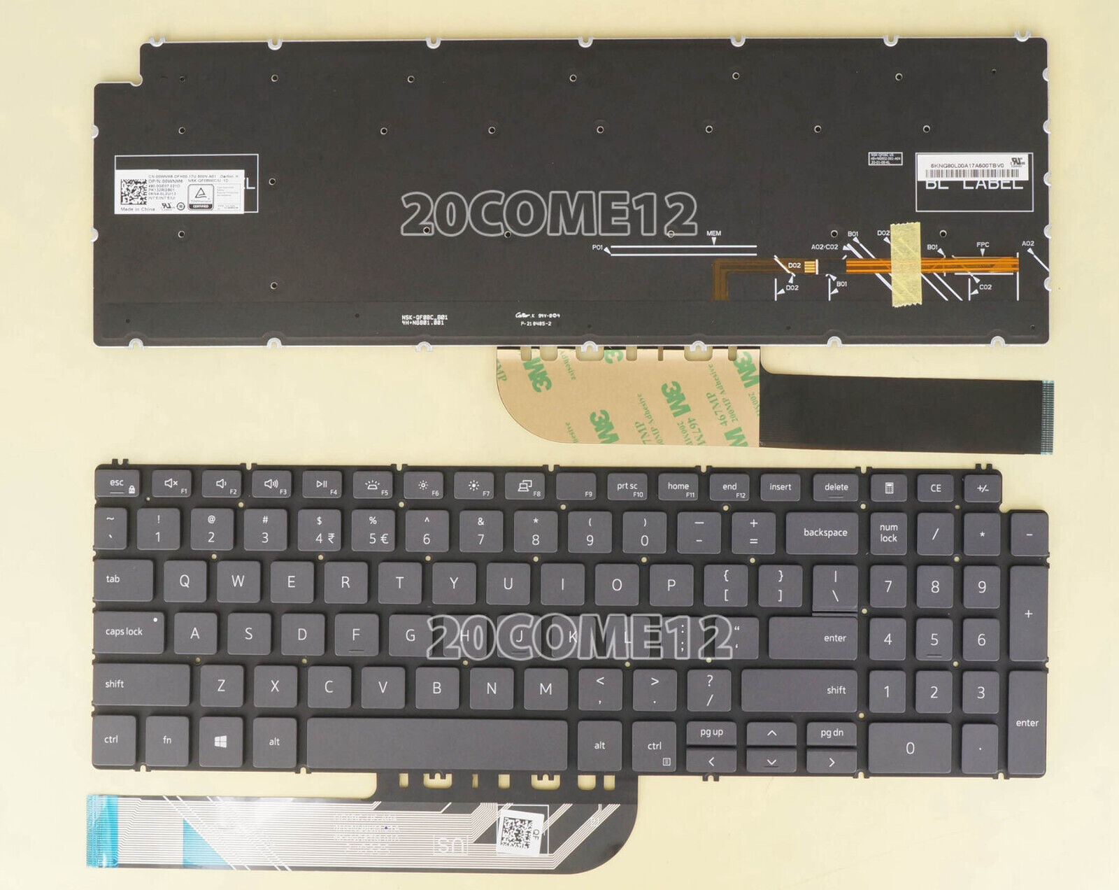 New for DELL Vostro 3500 3501 Keyboard Backlit No Frame US New for DELL Vostro 3500 3501 Keyboard Backlit No Frame US