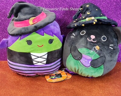 Squishmallows FlipAMallows Roslyn the Witch & Cleo the Black Cat 8''NWT Halloween