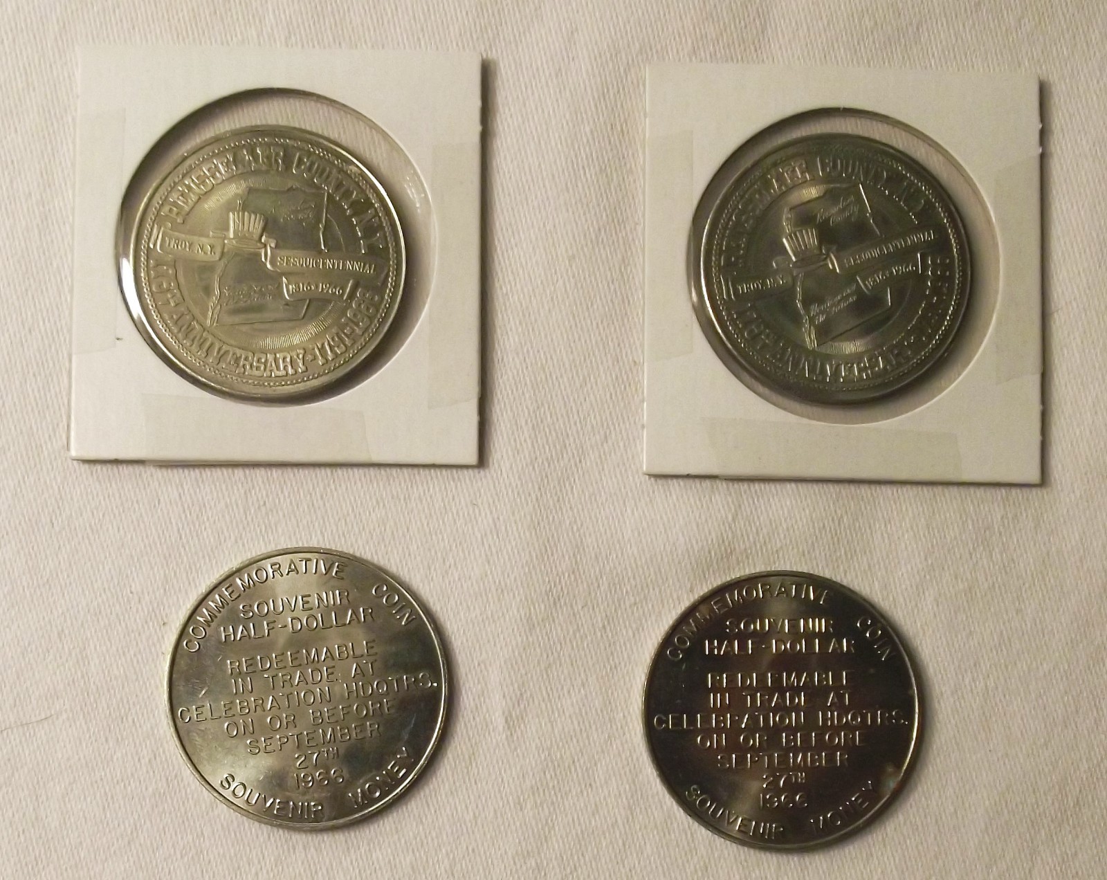 Rensselaer County, NY, Sesquicentennial 1791 - 1966 Wood Nickels, Coins & Stamps