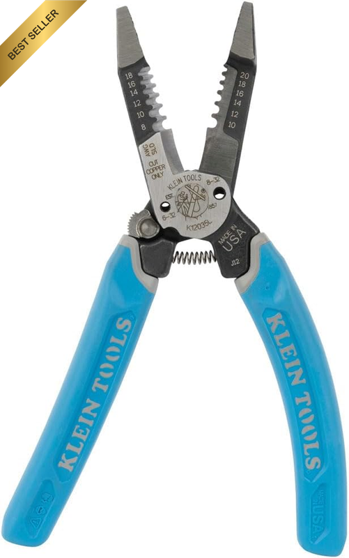K12035L Klein-Kurve Wire Cutters, Heavy Duty Wire Stripping Tool with Lock, 8-20