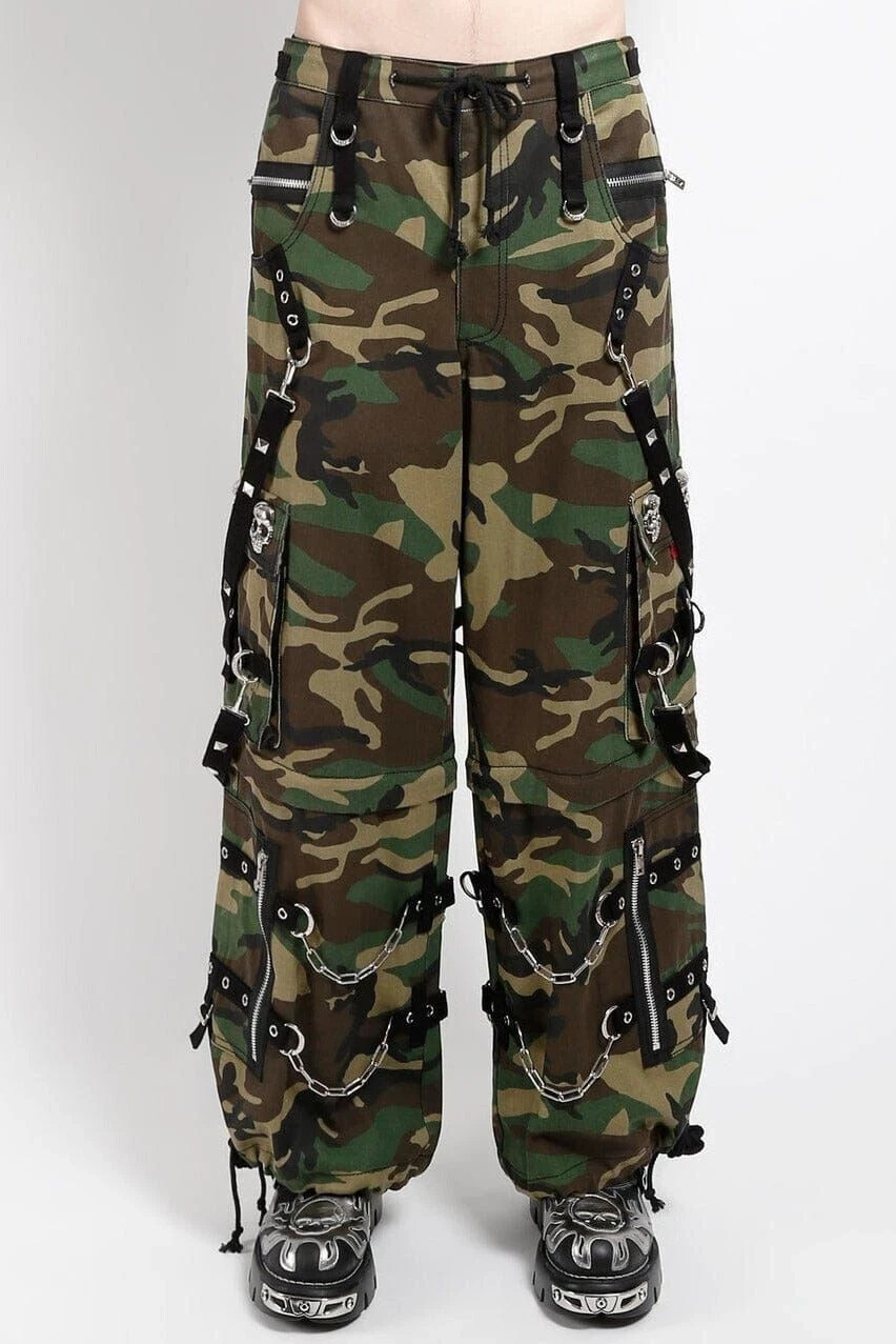 パンツ archive 00s grunge camo bondage cargo Camo Goth Bondage Pants Techwear Y2K Streetwear Chains Punk