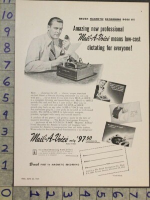 1947 MAIL-A-VOICE DICTAPHONE OFFICE MACHINE BRUSH RECORDING CLEVELAND AD [[SKU]
