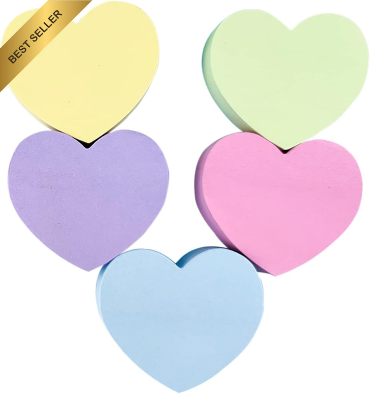 Mini Sticky Notes Multicolor Heart Shaped Colorful Sticky Memo,Funny Cute Self-S