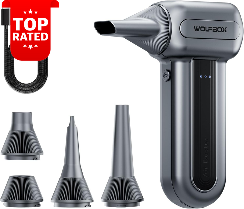 MF70 Electric Air Duster 110000 RPM Rechargeable Blower 3 Speeds 5 Nozzles
