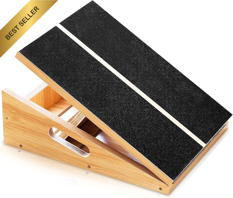 Professional Wooden Slant Board - Adjustable Incline Calf Stretcher and Squat We