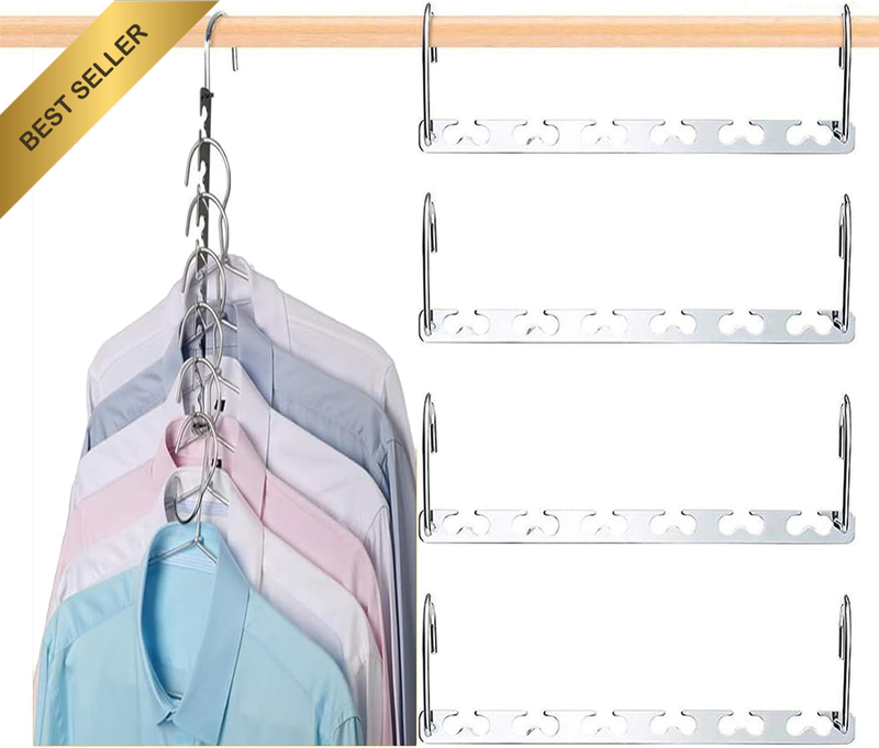 Space Saving Magic Metal Coat Hangers 4 Pack Closet Organizer