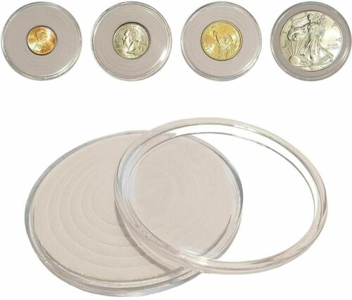 20Pcs 46mm Clear Plastic Round Coin Cases Capsules Container Holder Storage Box