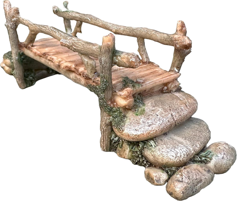 Fairy Garden Bridge, Acrylic, Stone and Log Design, 7.5