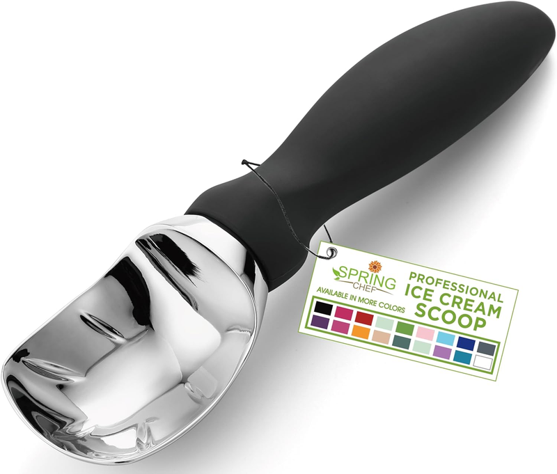 Spring Chef Heavy Duty Ice Cream Scoop with Comfortable Handle, Professional Met