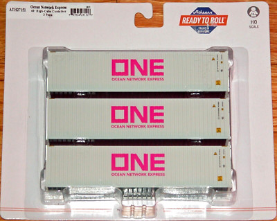 HO ATHEARN 27151 40' HI-CUBE CONTAINER 3-PACK OCEAN NETWORK EXPRESS ONE GRAY