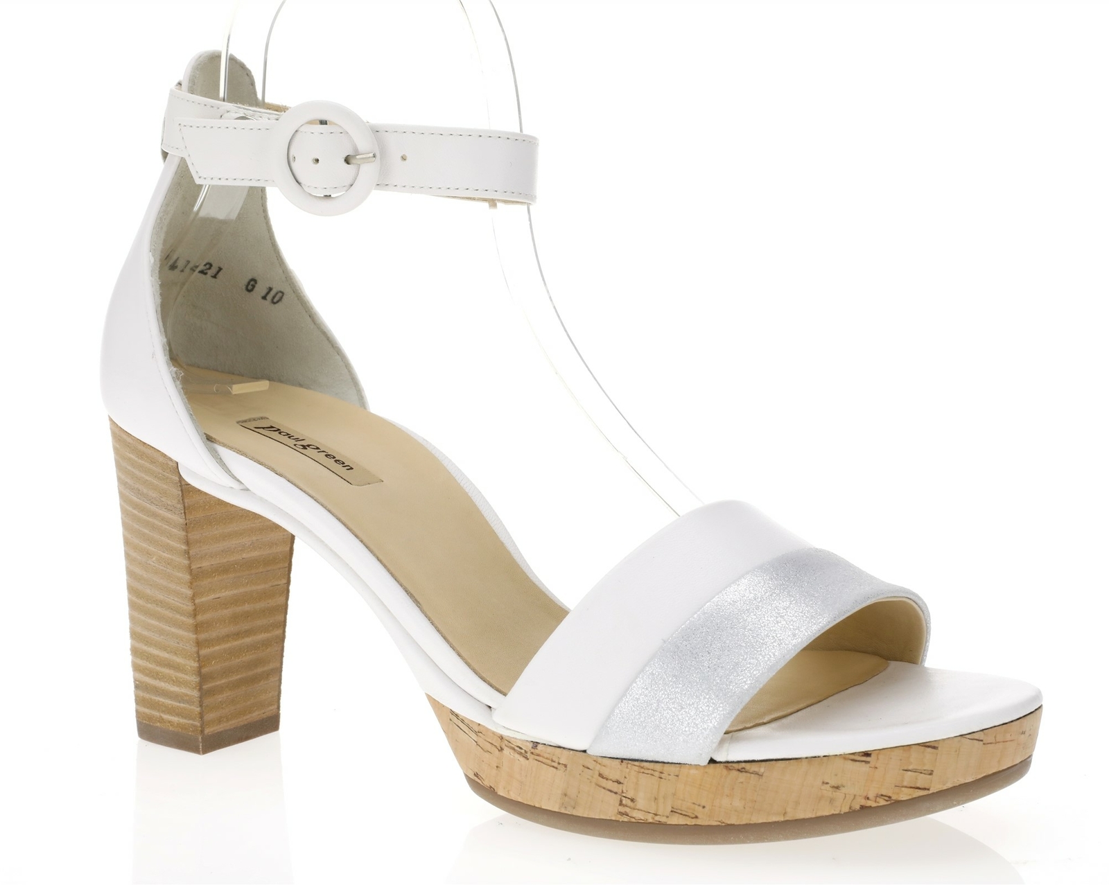 Paul Green 263543 Womens Alegra Ankle Strap Heels White/Silver Size 9 M