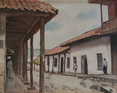 FEDERICO BRANDT - Architectural Landscape Painting - Venezuela - Circa 1927