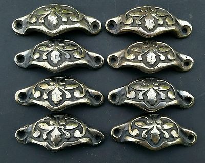 8 Antique Vict. Style Apothecary Drawer Bin Pull Handles "POLISHED" 2-3/8"c #A3s