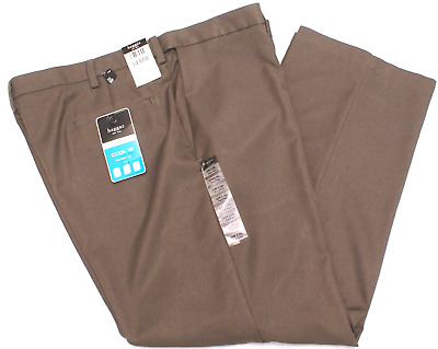 NEW HAGGAR  Cool 18 Classic Fit Expandable Waist Brown Dress Pants, Size 42X30