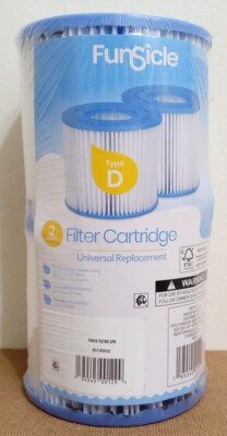 Funsicle Type D Universal Pool Filter Cartridge 2 Pack Brand New Sealed Unopened