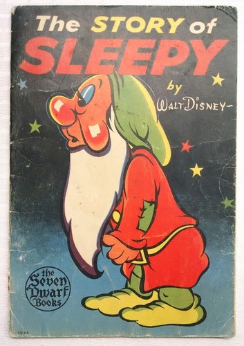 Rare Walt Disney Story of Sleepy book Vintage 1938 Collectible Seven Dwarfs