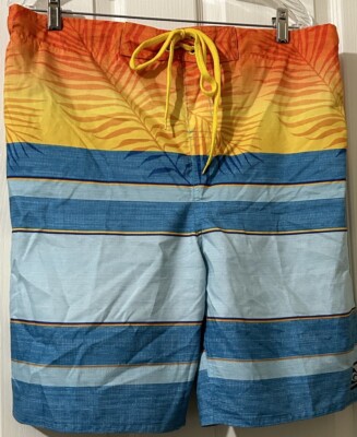 Laguna Men's Swim Trunks LM59311 Multicolor Palm Leaf Pattern Large Pre-owned