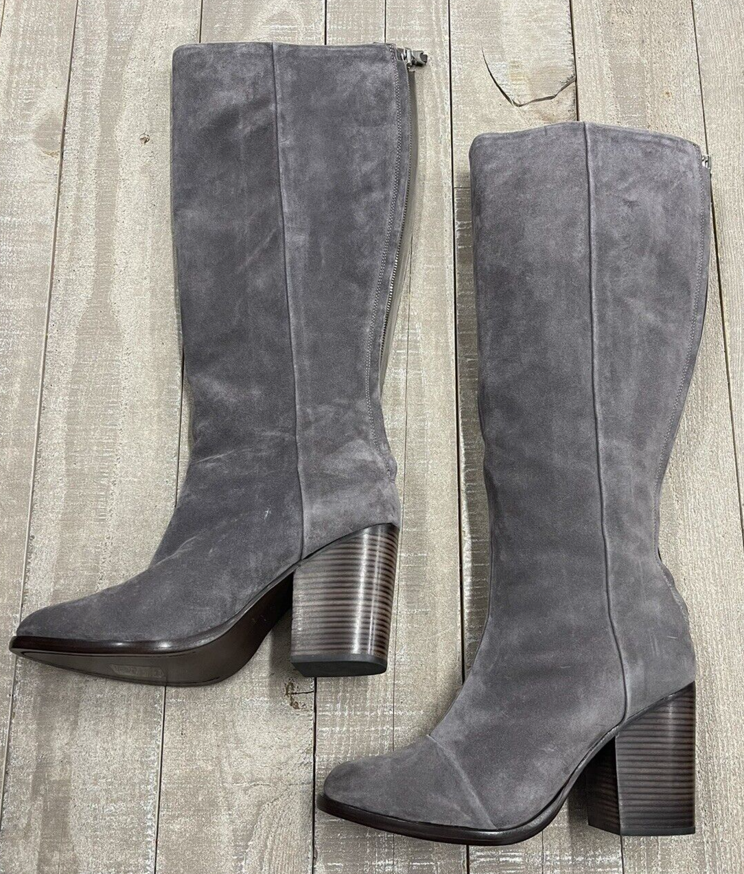Pre-owned Rag & Bone $695  Ashby High Suede Leather Boot In Granite Suede Sz:36(us 6) In Gray