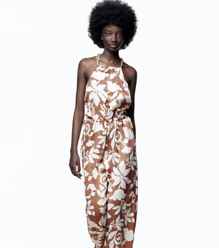 Zara Printed Jumpsuit With Neck Chains | eBay