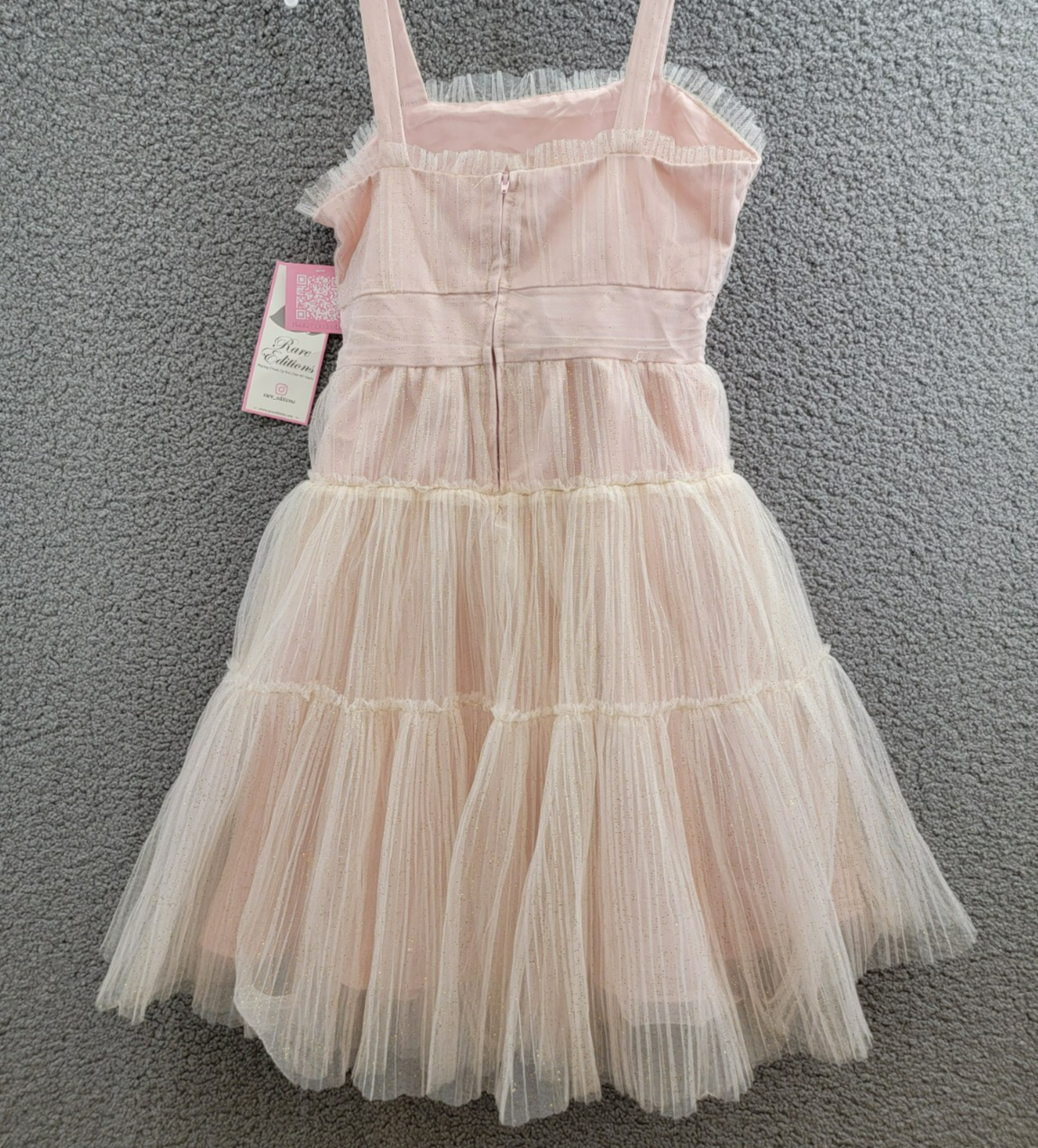 Rare Editions Sleeveless Pleated Metallic-Dot Social Dress Big Girls 14 Blush - Picture 11 of 16
