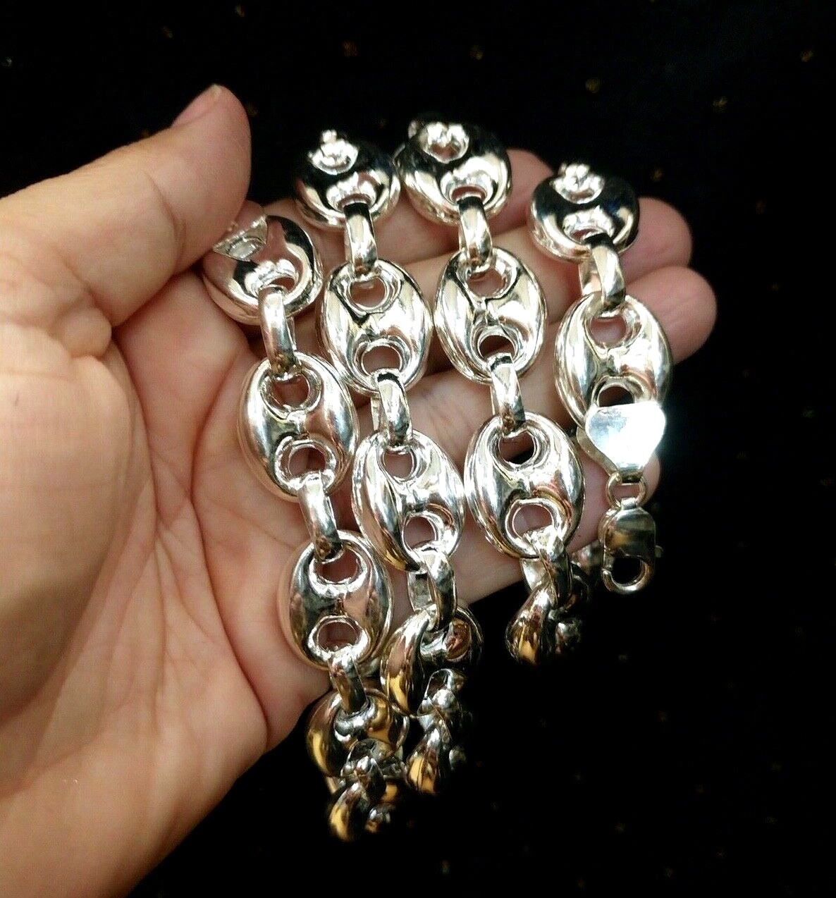 Pre-owned Handmade Mens Puffed Mariner Link Chains Necklaces 925 Sterling Silver 17mm 116gr 26inch
