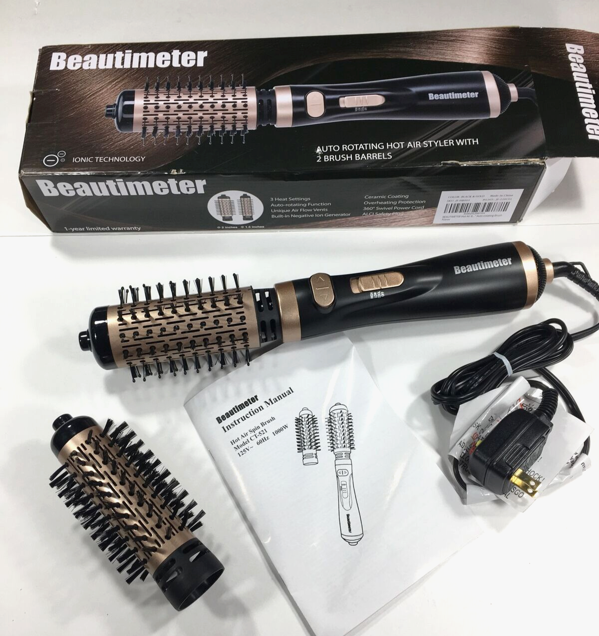 Hair Dryer 3 In 1 Round Spin Brush 1000w Styling Kit