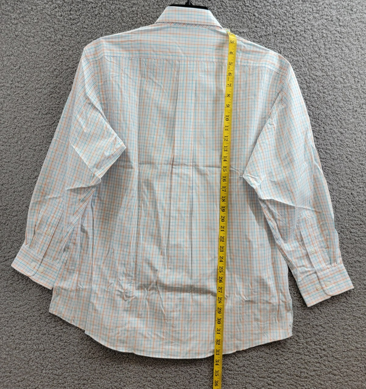 Club Room Regular Fit Performance Dress Shirt Men's 16.5 32-33 Orange/Aqua L/S - Picture 16 of 18
