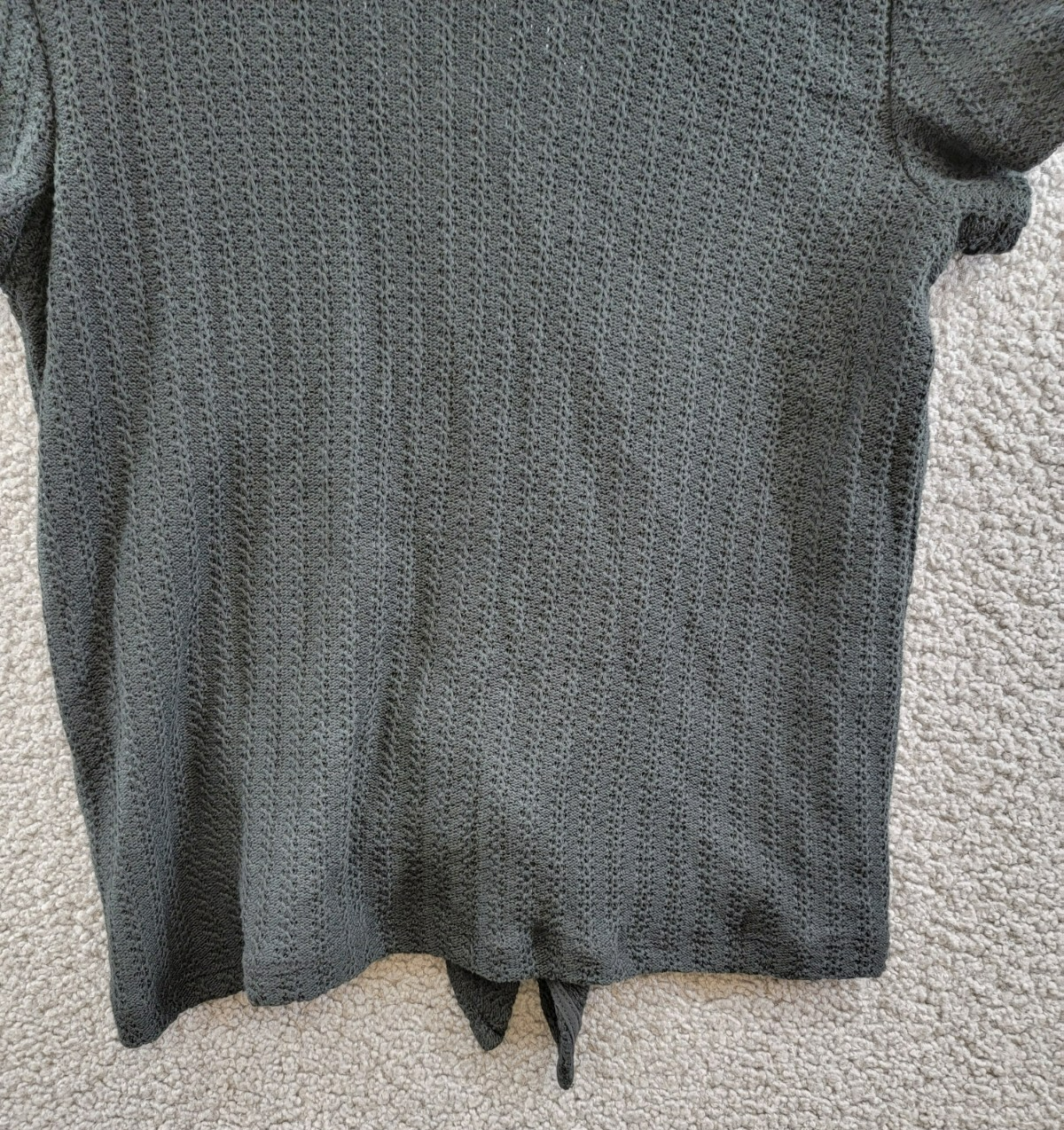 Sanctuary By My Side Tie-Front Pointelle Tee Women's XS Black Vneck Short Sleeve - Picture 15 of 17