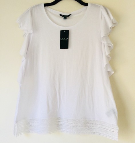 Lauren Ralph Lauren Flutter Sleeve Tee. Size L. | eBay