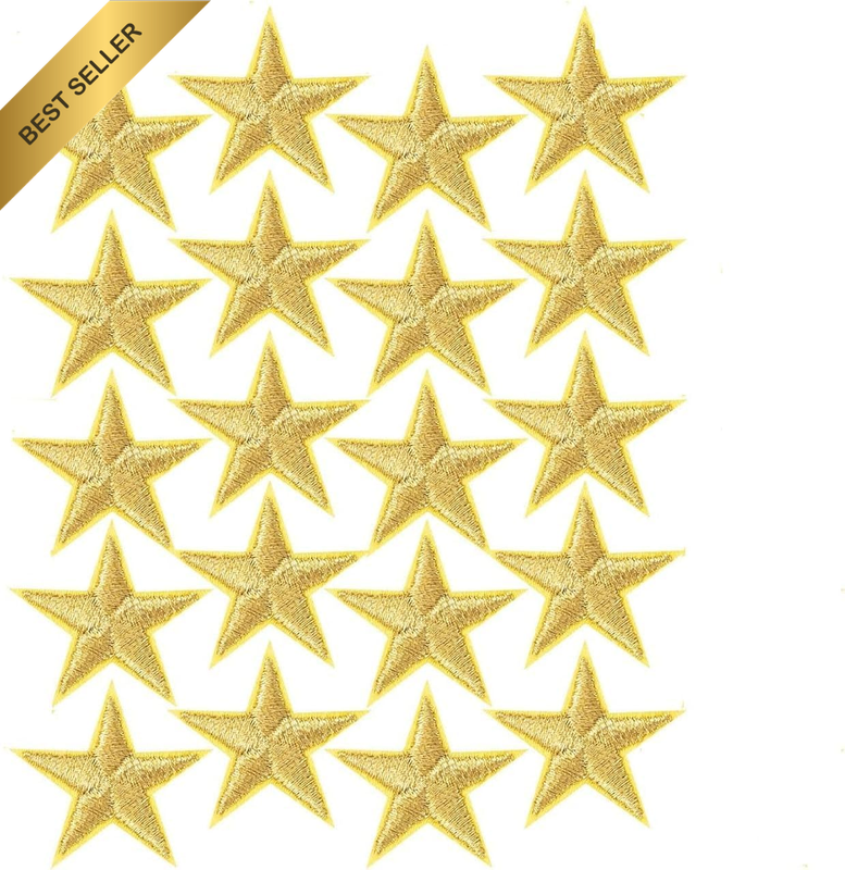 20 Pcs Gold Star Embroidered Patches, Iron on Mini Star Embroidery Applique, Sew
