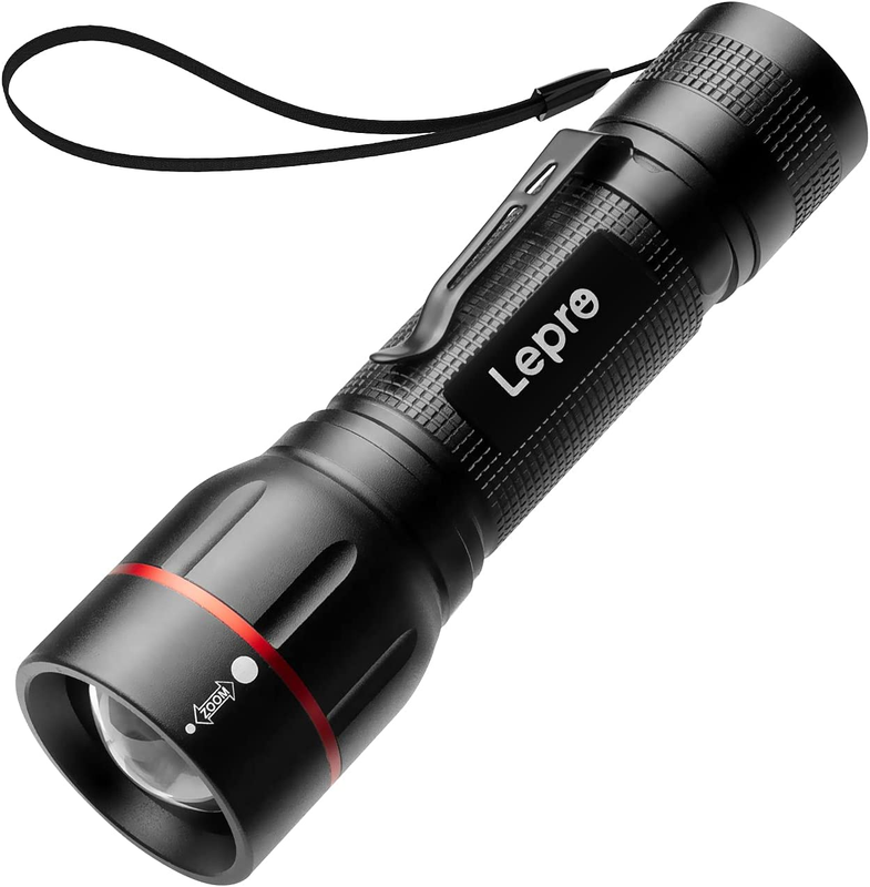 Lepro LED Torch with Clip, AAA Battery Powered Super Bright Flashlight