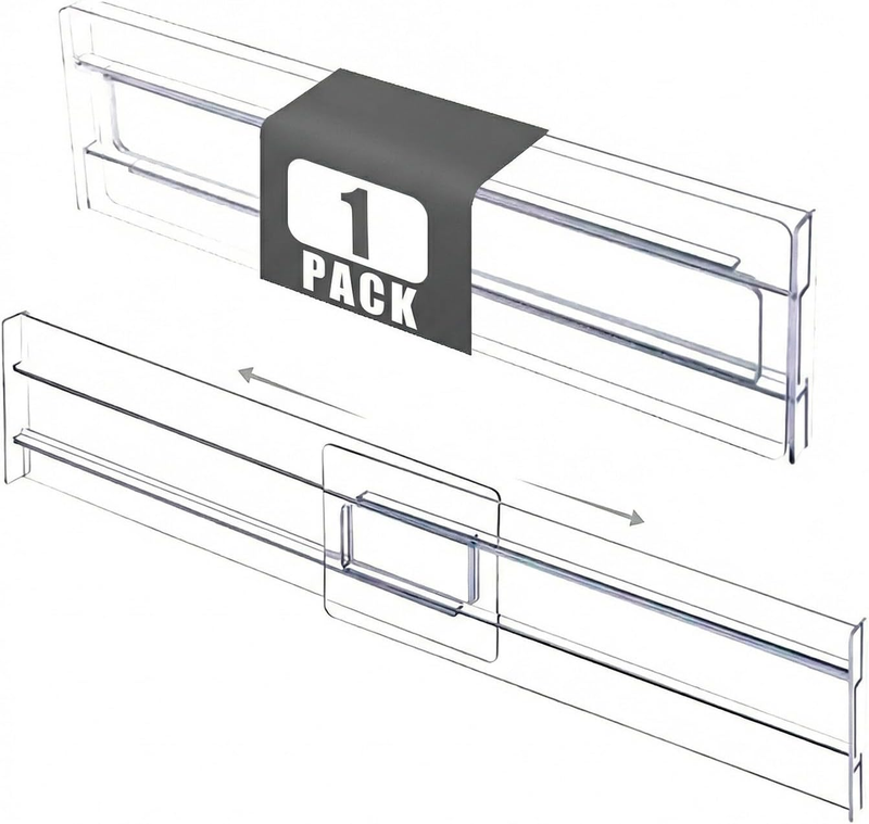 Adjustable Clear Drawer Dividers, 27.5–52Cm Expandable Organizers with Adhesive 