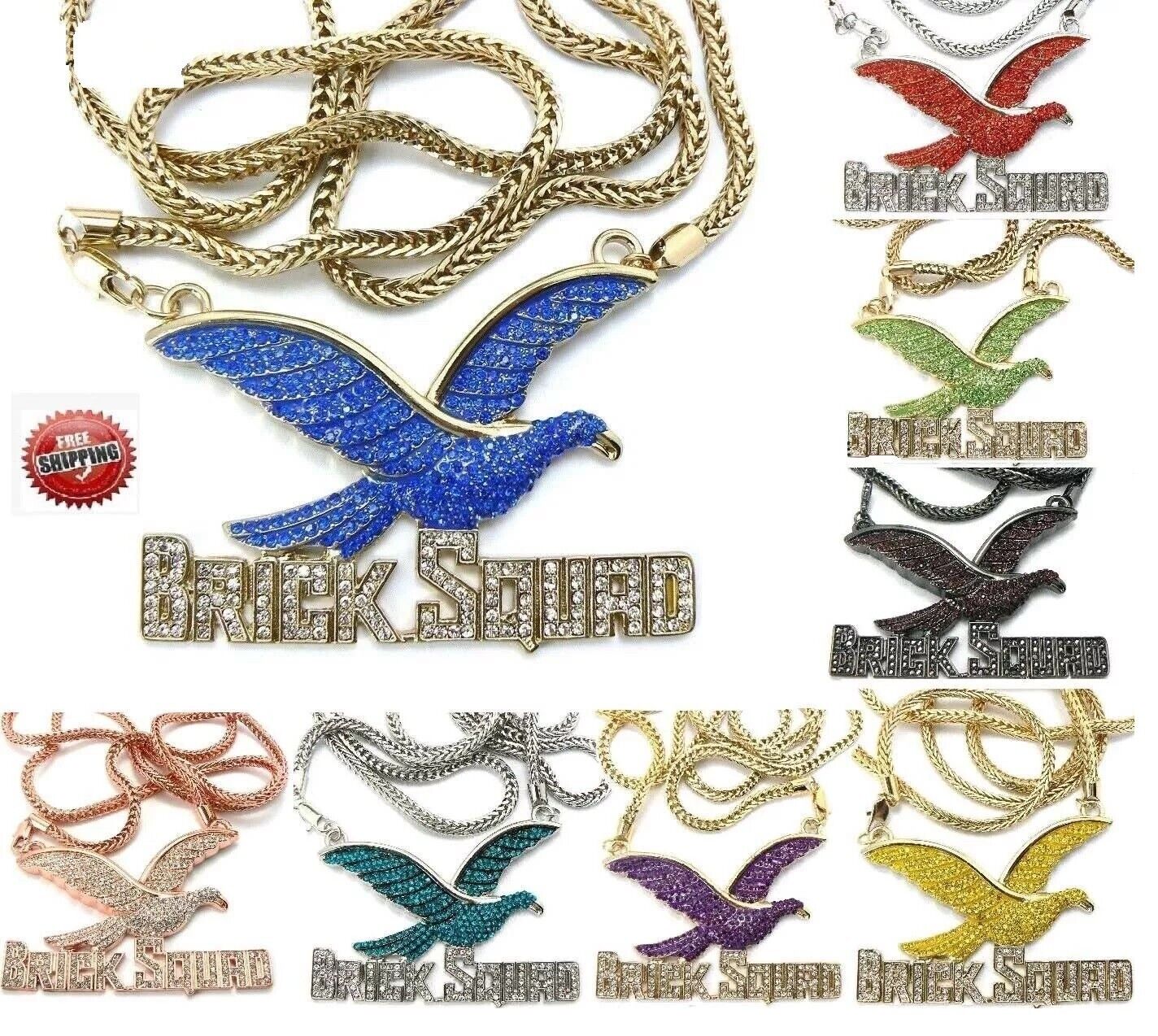 Brick Squad Gang Fly Bird Pendant Franco Chain Hip Hop Rap Brick Squad Gang Fly Bird Pendant Franco Chain Hip Hop Rap