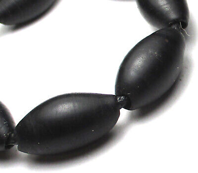 7 RARE STUNNING OLD LARGE BLACK WOUND OVAL VENETIAN AFRICAN TRADE ANTIQUE BEADS