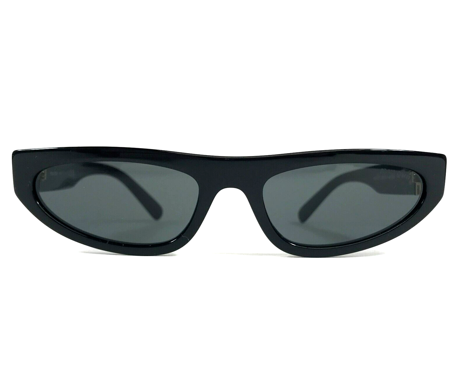 MIU MIU MIU MIU SUNGLASSES SMU07Z 1AB-5S0 SHINY BLACK CAT EYE FRAMES W/ DARK GREY LENSES