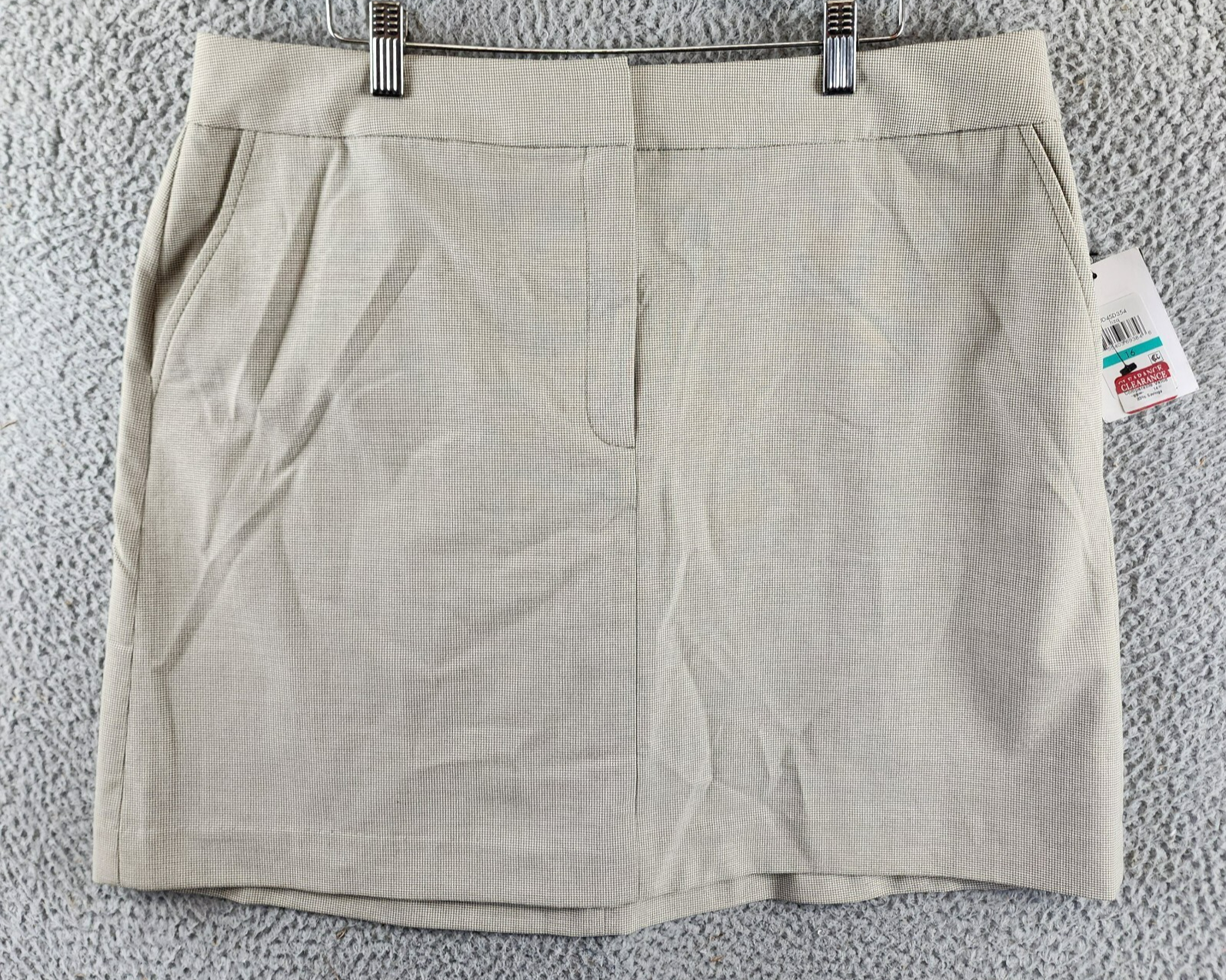 DKNY Zip-Front Slant-Pocket Mini Skirt Women's 16 Light Fatigue/White Hook & Bar - Picture 2 of 13
