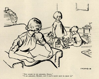 EARLY CHILD DEVELOPMENT HUMOR - British Punch Magazine Cartoon 1938 - ''Ashamed''