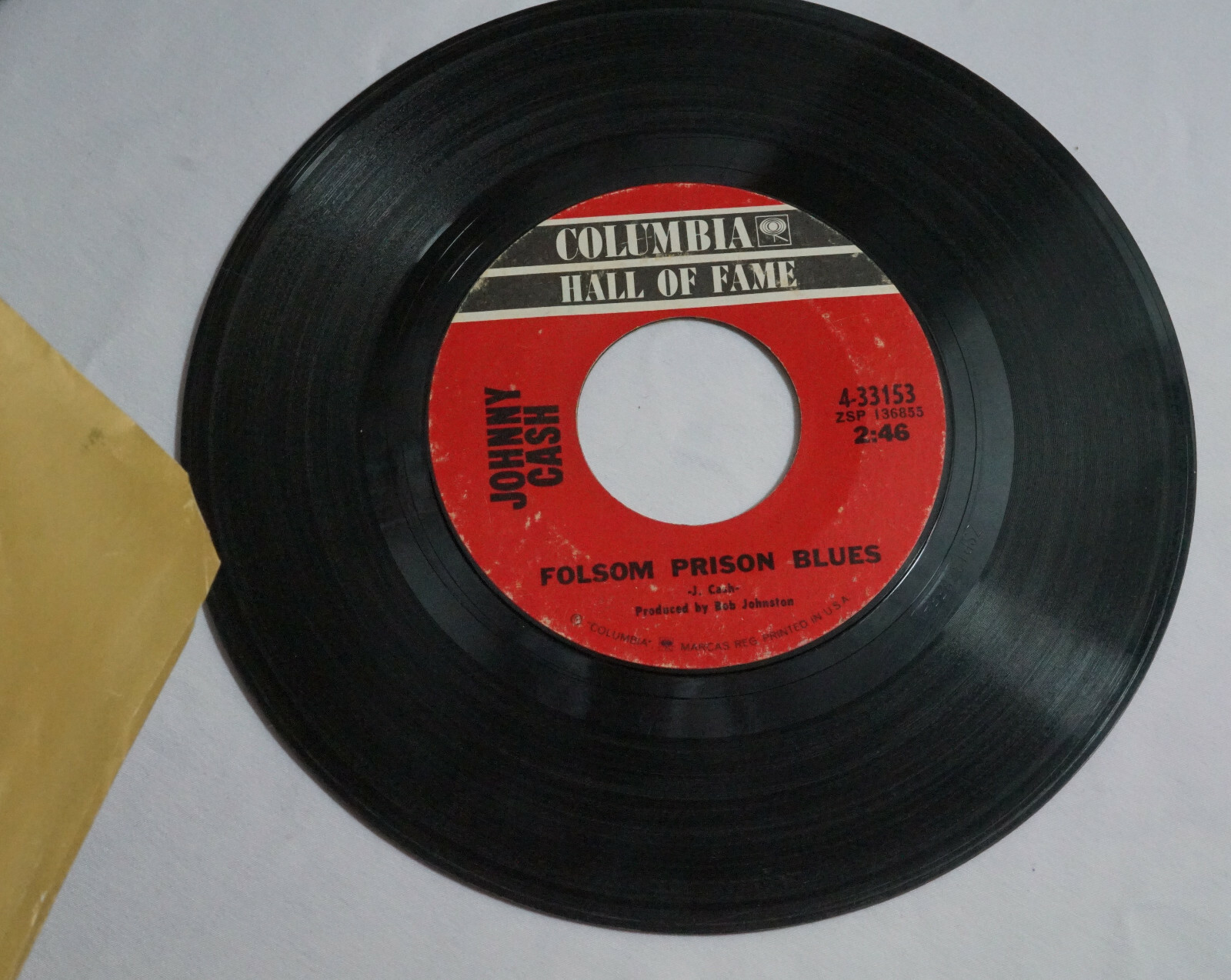45 record Johnny Cash Columbia Hall of Fame Records 4-33153 Folsom Prison Blues