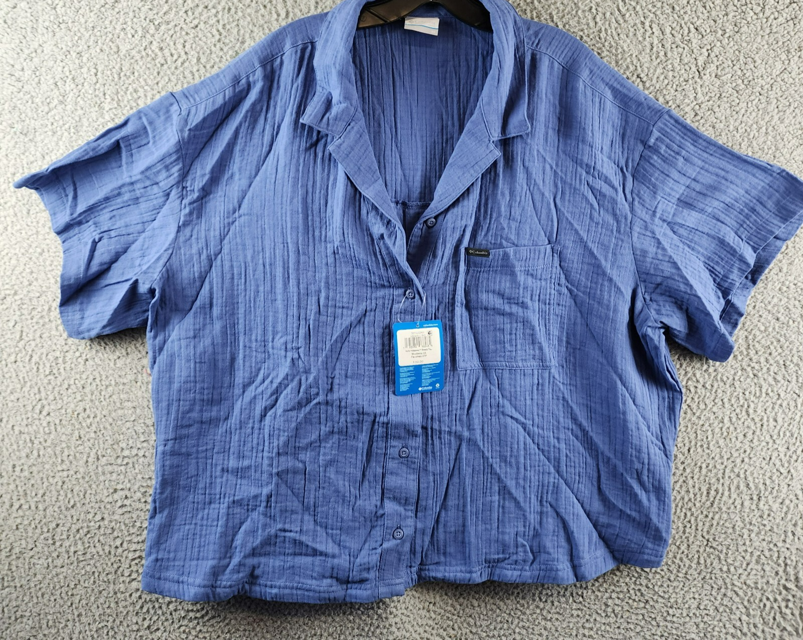 Columbia Plus Size Holly Hideaway Breezy Short-Sleeve Top Women's 3X Eve Pocket - Picture 2 of 15