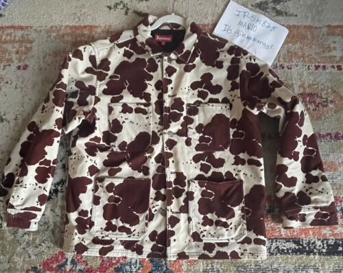 SUPREME VELVET CHORE COAT COW PRINT Size MEDIUM SS20 dogs SUPREME VELVET CHORE COAT COW PRINT Size MEDIUM SS20 dogs