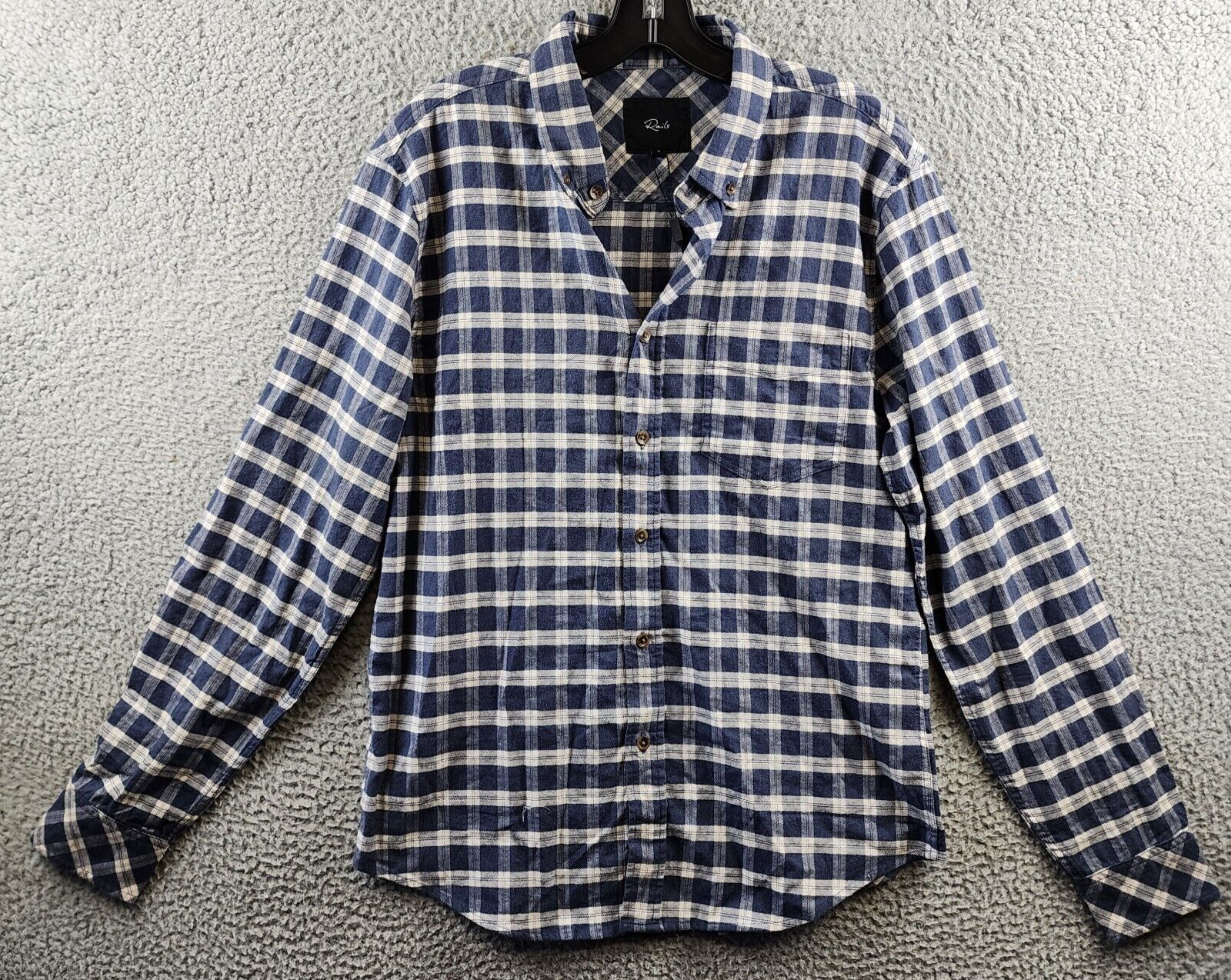 Rails Reid Button Front Plaid Shirt Men's S Midnight Grey Melange Long Sleeve~ - Picture 2 of 15