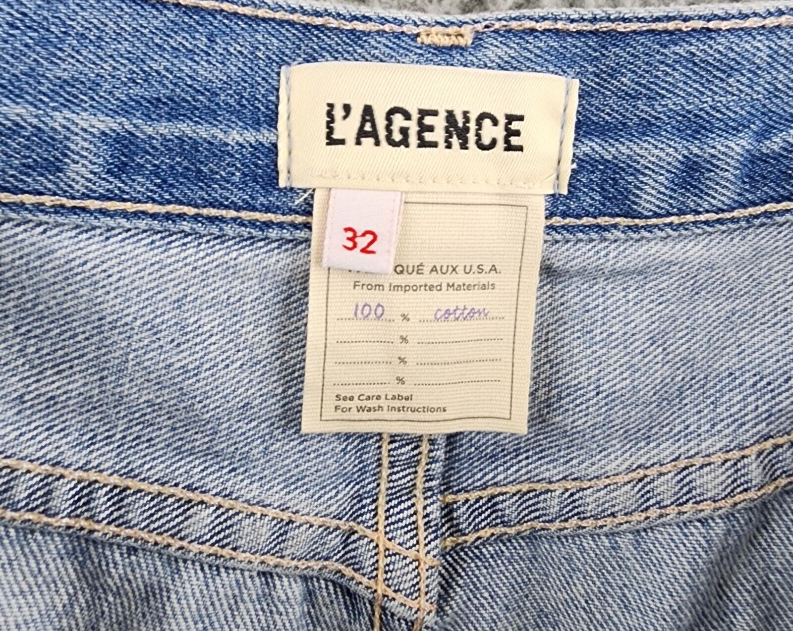 L'AGENCE Beck High Rise Cut Off Denim Shorts Womens 32 Fontana Pocket Button Zip - Picture 10 of 14