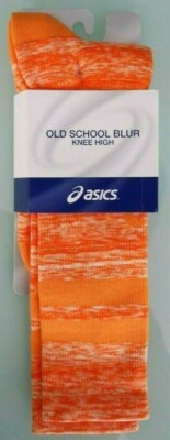 ASICS Knee High Socks Medium M 7-9 W 8-9.5 Old School Blur Orange New Tag MRP$12