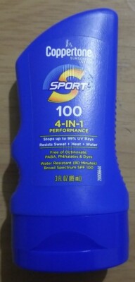 Coppertone Sport 100 Sunscreen 4 In 1 Lotion SPF 3oz each New