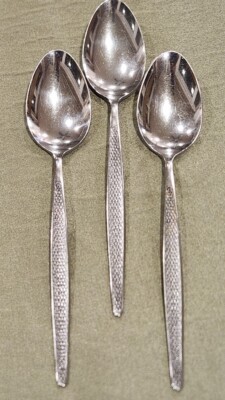 AMC Stainless Silverware CASCADE Pattern Oval Soup Spoons Set of 3 Made in Japan